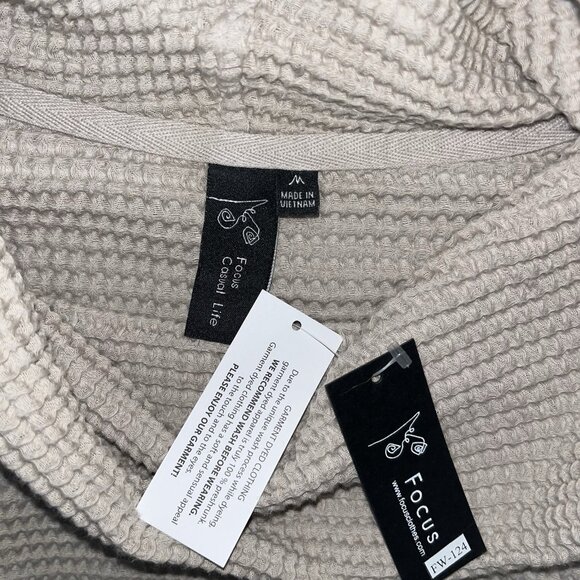 NWT Focus Casual Life Medium Top Cowl Neck Waffle Knit Tunic Lagenlook Boho - Picture 3 of 10